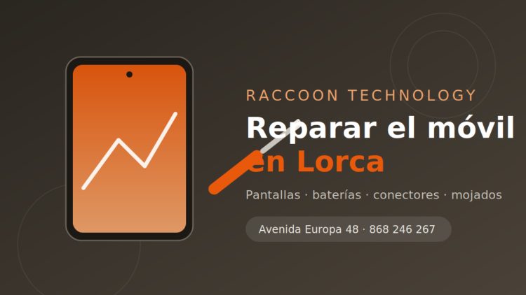 portada-reparar-movil-lorca.svg, con alt Móvil en reparación sobre banco de trabajo, texto Reparar el móvil en Lorca